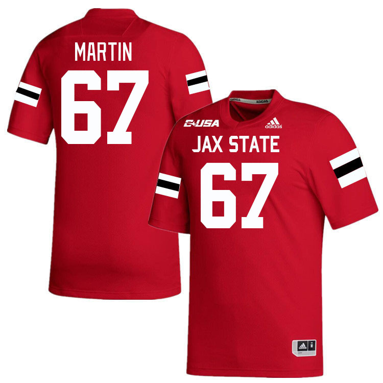 #67 Shaun Martin Jacksonville State Gamecocks College Football Jerseys Stitched-Red